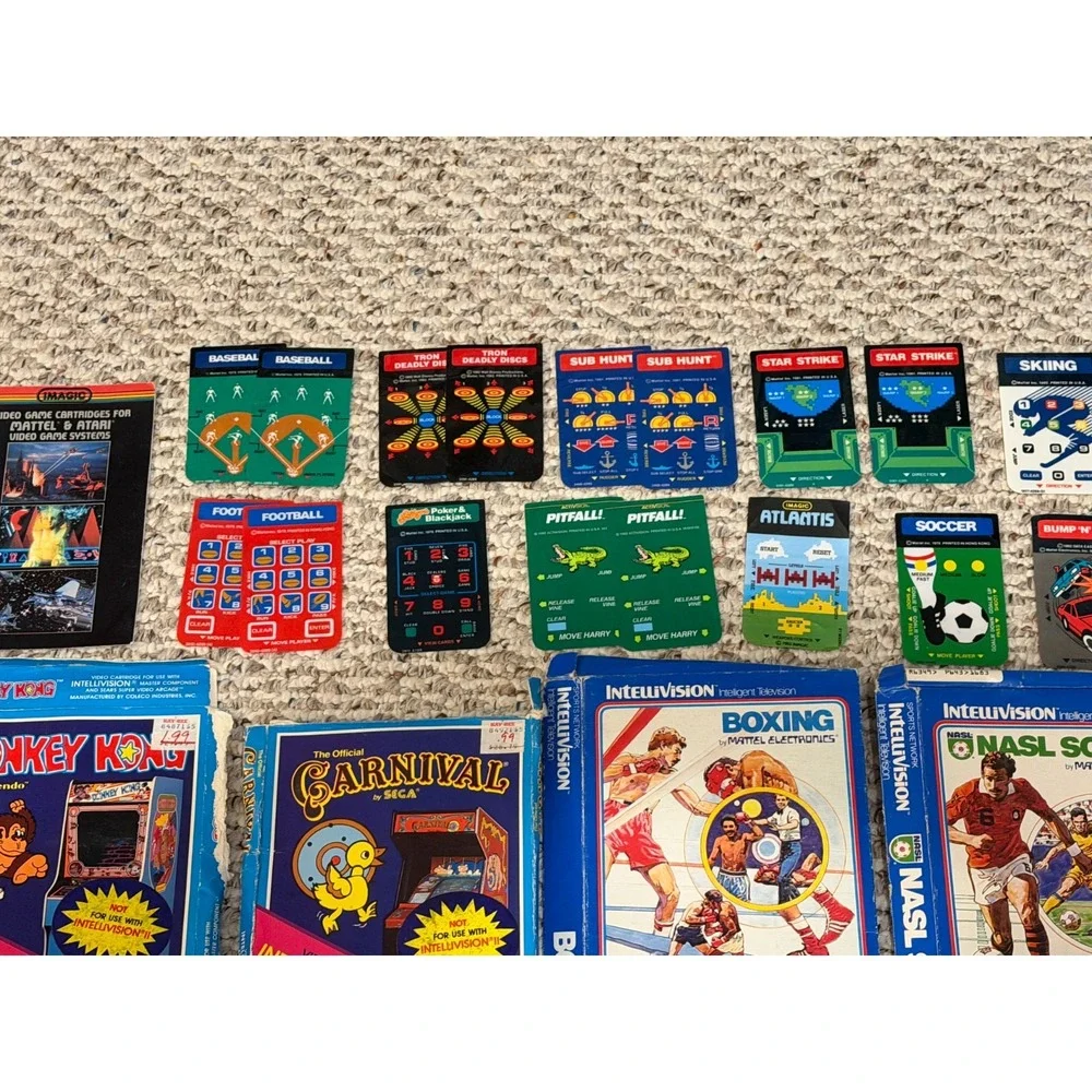 HUGE Lot of  Vintage Intellivision Games Boxes Instructions Overlays & More!